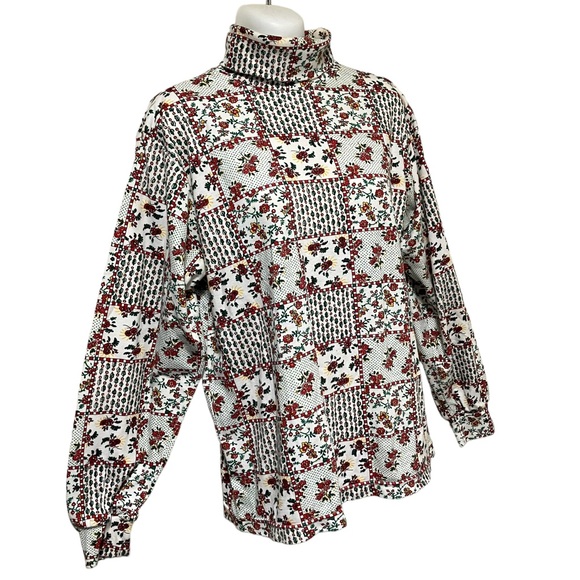 Vintage 90's Jason Maxwell Christmas Holiday Floral Holly Turtleneck - Picture 4 of 9